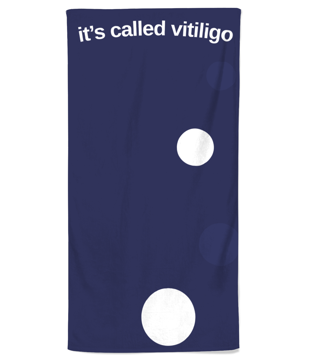 'it's called vitiligo' navy beach towel