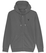 Load image into Gallery viewer, Embroidered  V Logo Zip Hoodie
