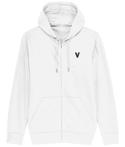 Embroidered  V Logo Zip Hoodie