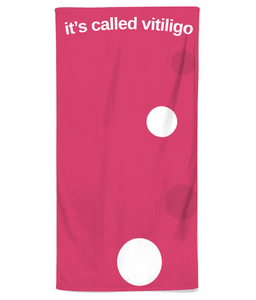 'it's called vitiligo' pink beach towel